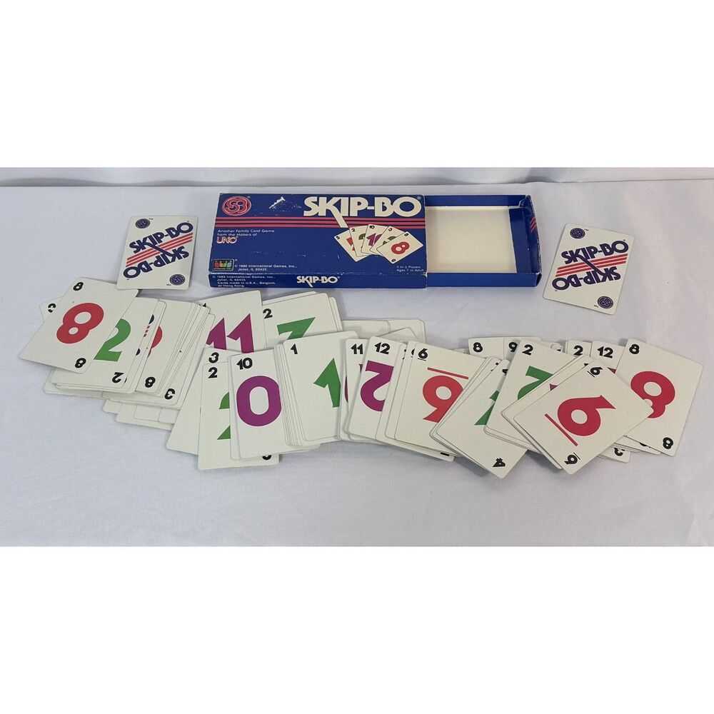 Vintage SKIP-BO 1986 Card Game Complete Original 1980s Kid Family Game Night